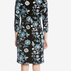 Karen Kane Black Velvet and Floral Embroidery Women's Dress
